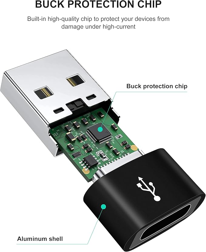 Upgraded USB C Female to USB A Male Adapter,Type C to USB A Charger Cable Converter for Apple iWatch 7 AirPods,MacBook,iPhone 11 12 13 14 Pro Max,iPad mini 6,Samsung Galaxy S20 S21 S22 (4Pack)