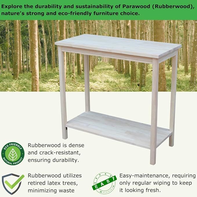 IC International Concepts, Portman Accent Table , Solid Real Wood, Sturdy Parawood, DIY, Paint/Stain Ready, Unfinished