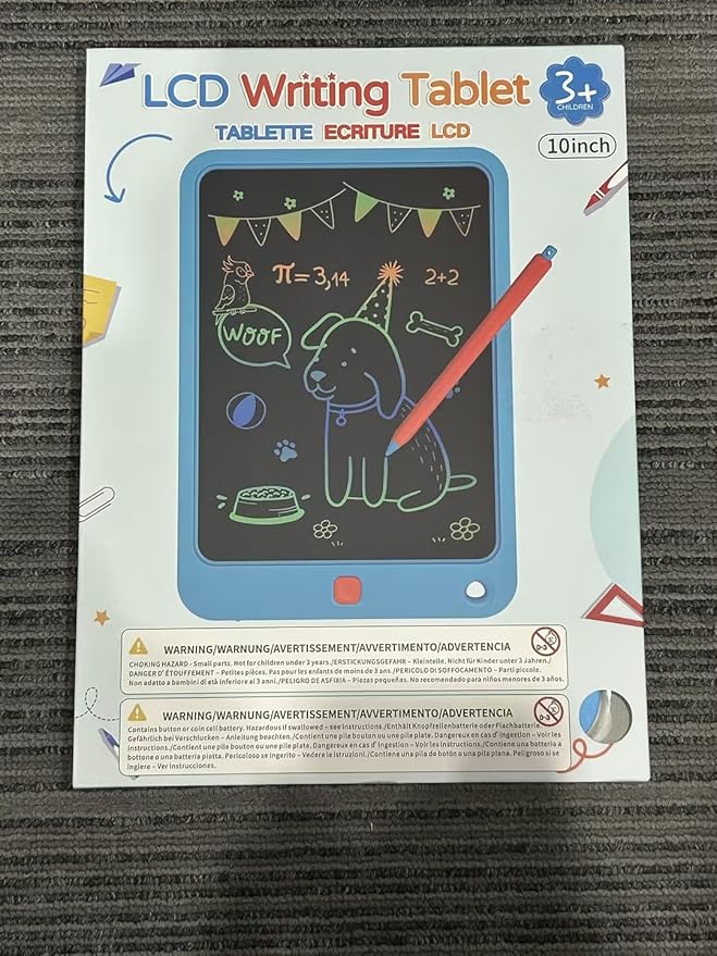 LCD Writing Tablet 10 Inch, Toys for 3 4 5 6 7 8 9 10 Year Old Boys Girls, Colorful Doodle Board Drawing Tablet, Gift for Boys Toddlers Age 3-12 Years, Memo Board, Drawing Pads with Lanyard(Blue)