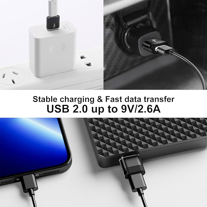 USB to USB C Adapte 6-Pack,Type C Female to A Male,USB A to C Adapter Type-C Charger Cable Converter for iPhone 17 16 15 14 Plus Pro Max,iPad Pro Air 4 Mini 6,Samsung S25 S24 S23