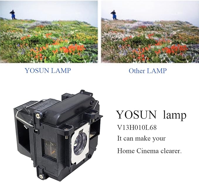 YOSUN v13h010l68 Projector Lamp for epson elplp68 PowerLite Home Cinema 3020 3010 3020e 3010e Replacement Projector Lamp Bulb
