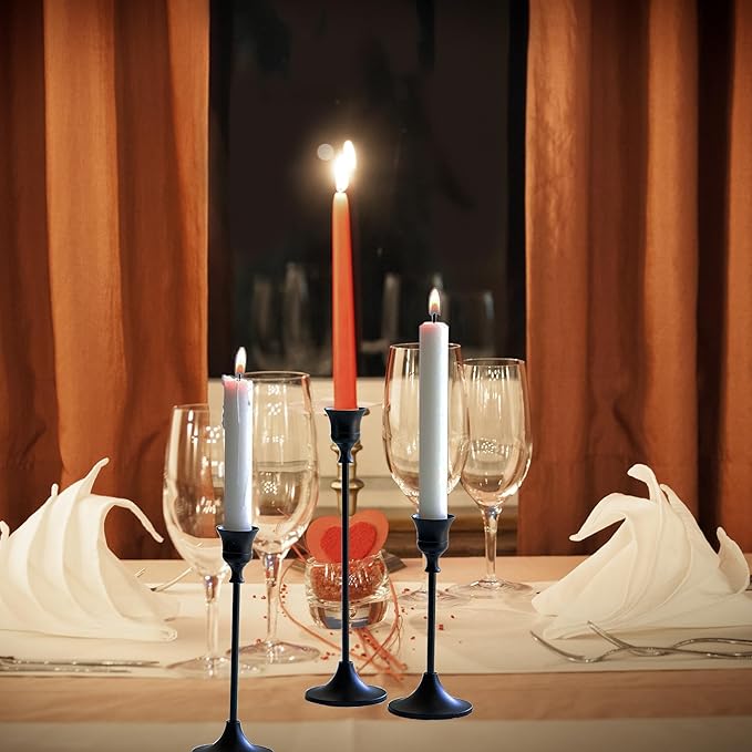 12PCS Black Candlestick Holders Taper Metal Candle Holder for Vintage Candlestick Black Candelabra Candle Holder Thanksgiving Day Christmas Dinning Fireplace Home Decor.