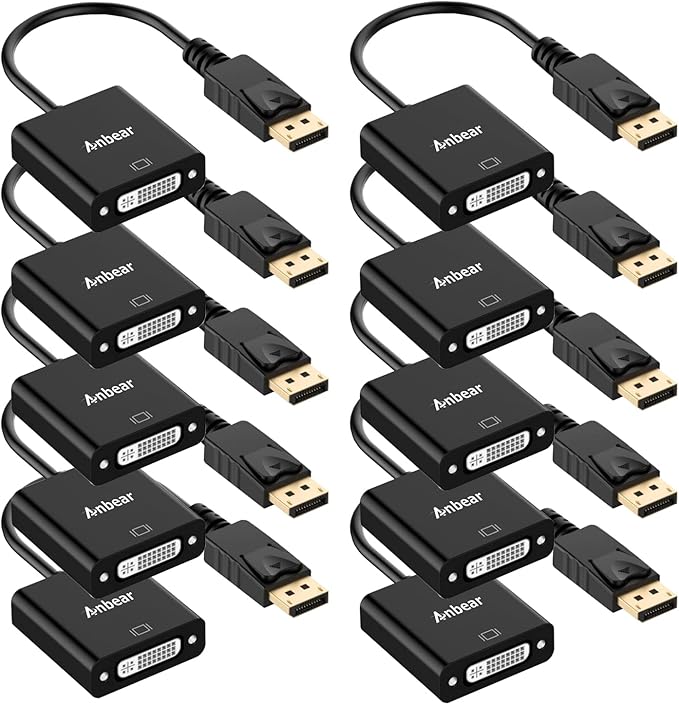 DisplayPort to DVI Adapter 10PACK, Display Port to DVI-D Adapter (Male to Female) Compatible with Computer,Desktop,Laptop,PC