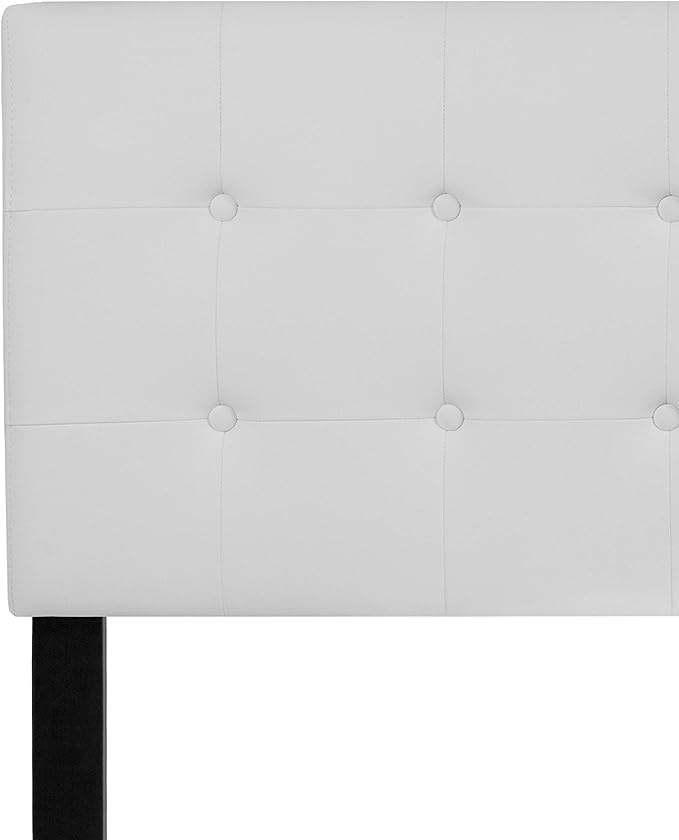 Flash Furniture Lennox Tufted Upholstered Queen Size Headboard in White Vinyl