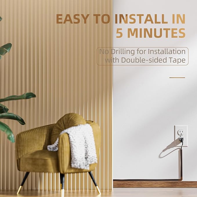 Delamu Cord Hider, 85in Cord Covers for 1 Wire on Wall, One-Cord Cable Hider, Easy Mount Wire Hiders Wire Covers for TV Cords on Wall, PVC Cable Cover Management Kit, 6X L14.2 W0.59 H0.4in, Darkwood