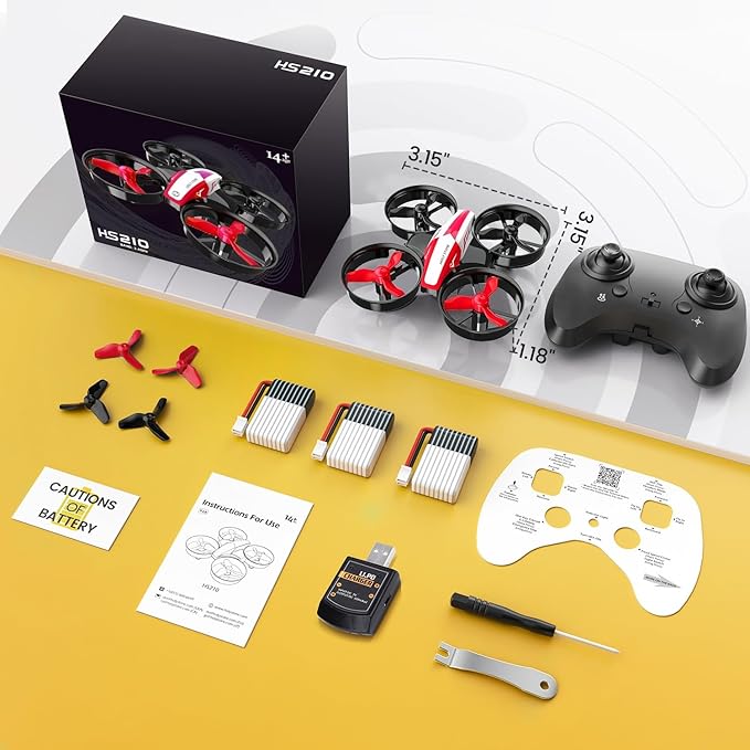 Holy Stone Mini Drone for Kids and Beginners RC Nano Quadcopter Indoor Small Helicopter Plane with Auto Hovering, 3D Flips, Headless Mode and 3 Batteries, Great Gift Toy for Boys and Girls, HS210 Red
