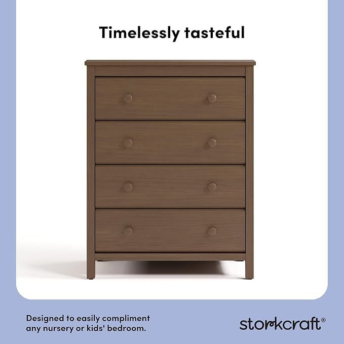 Storkcraft Alpine 4 Drawer Dresser (Hazelnut) – GREENGUARD Gold Certified, Kids Storage Organizer, Modern 4 Drawer Chest for Bedroom, Must-Have Nursery Storage