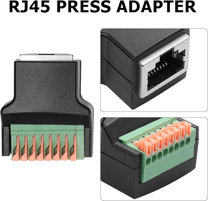 YAODHAOD RJ45 Quick Connect Solderless Adapter, RJ45 8P8C Female Jack to 8 Pin Spring Crimp Terminal Plug Connector for Cat7 Cat6 Cat5 Cat5e Ethernet Extender