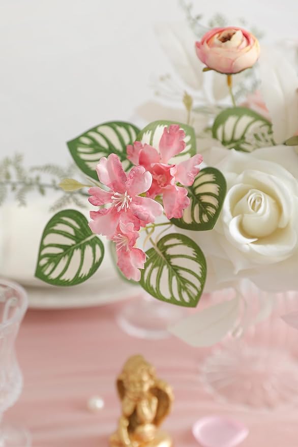 White Pink Artificial Flowers Silk Fake Roses Peonies Greenery Combo Box Set for DIY Wedding Bouquets Bridal Shower Centerpieces Floral Arrangements Party Tables Home Decoration