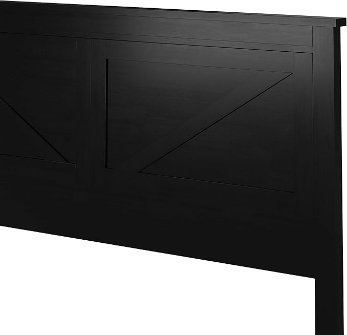 Glenwillow Home Farmhouse Style Wood Panel Headboard in Black - Queen Size