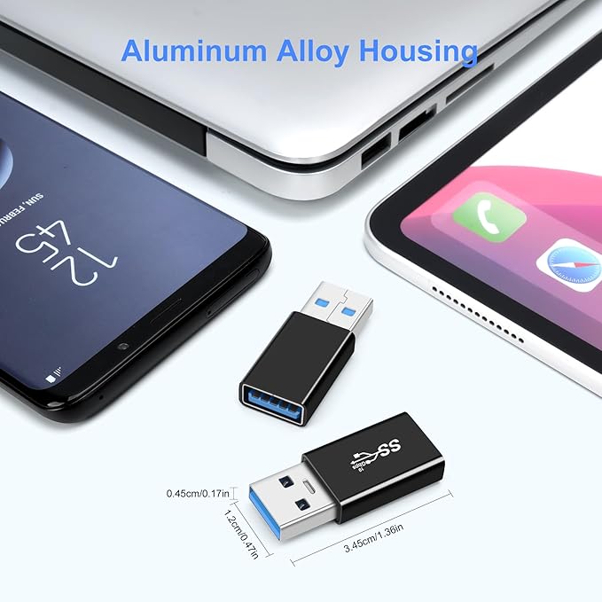 USB 3.0 Male to USB3.0 Female Adapter (2 Pack), OTG 3.0 USB A to 3.0 USB-A Expander Connector USBA Extender Connection or Data Cable Extension, USB3.0 Converter Adapters