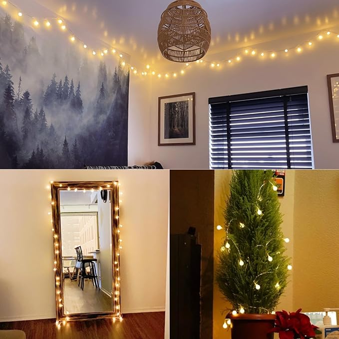 Lighting EVER Globe String Lights Battery Operated, 16.4ft 50 LED Small Ball Decorative Fairy Light with Remote and Timer, Hanging for Bedroom, Teen Room, Dorm, Teepee, Balcony, Camping Tent