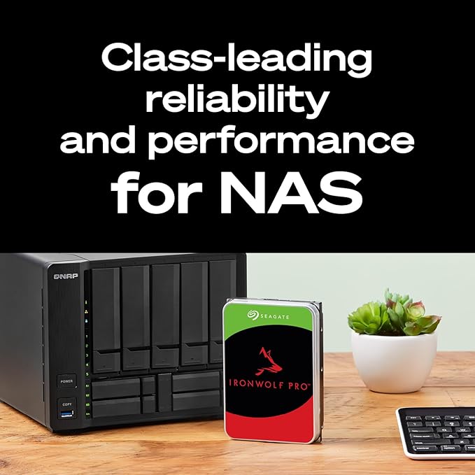 Seagate IronWolf Pro, 20 TB, Enterprise NAS Internal HDD –CMR 3.5 Inch, SATA 6 Gb/s, 7,200 RPM, 256 MB Cache for RAID Network Attached Storage (ST20000NT001)