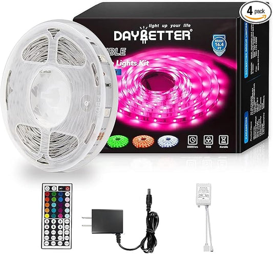 DAYBETTER Led Strip Lights 16.4ft W/ Remote Controller and Power Supply