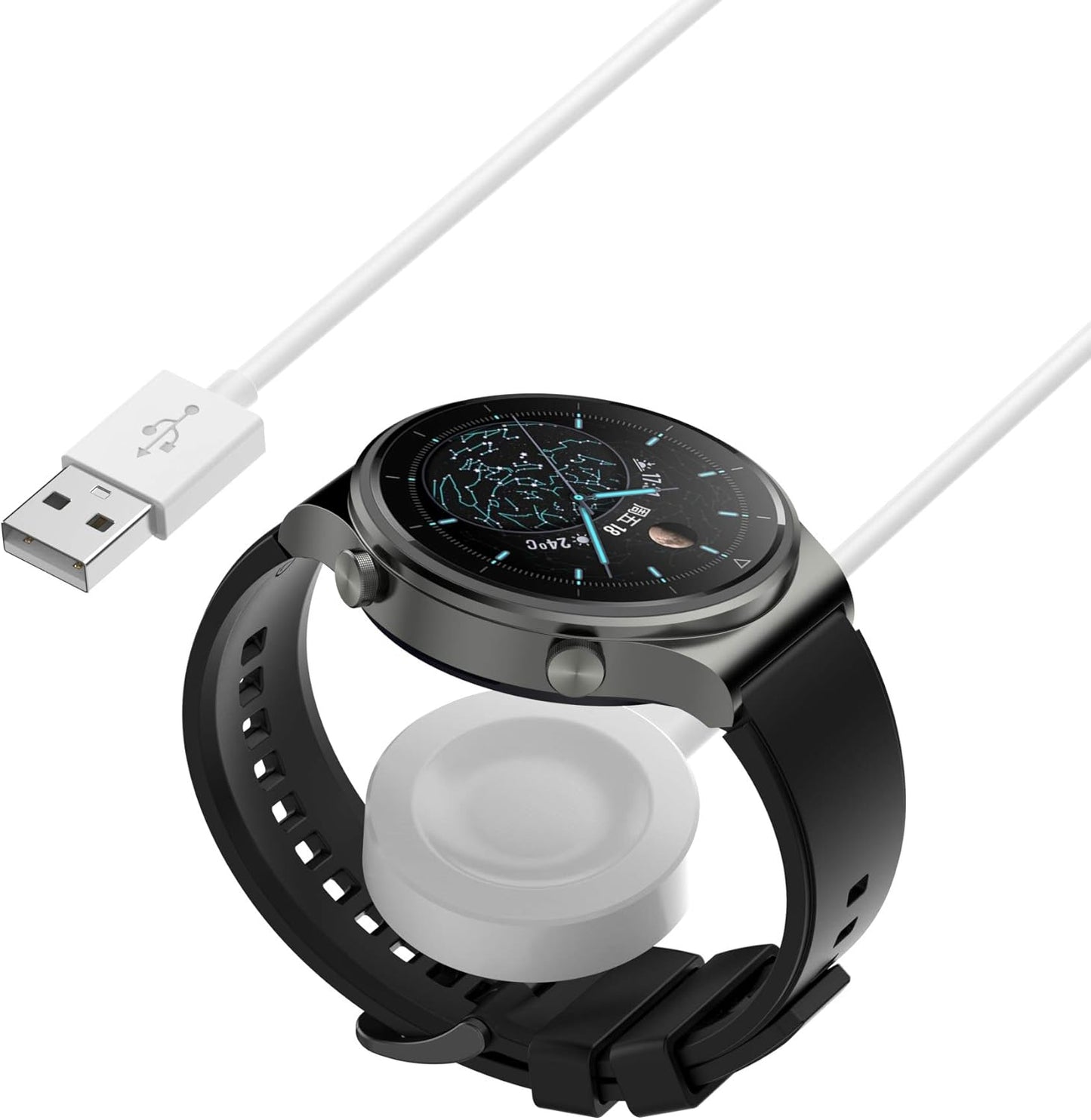 ECSEM Replacement Charger for Huawei Watch GT 2 Pro/Watch D, 100cm USB Charging Stand Cable Dock Station (White)