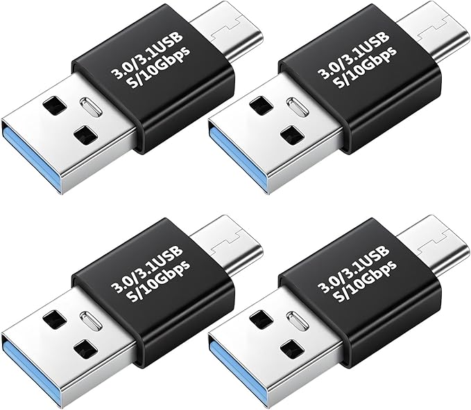4 PCS USB-C 3.0/3.1 Male to Males Adapter, USB C/Type C Males to USB Male Converter for Computers Notebook Mobile Phones Connector Connection or Data Cable Extension