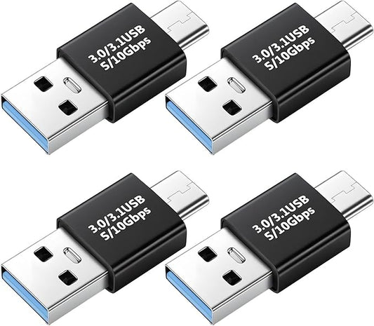 4 PCS USB-C 3.0/3.1 Male to Males Adapter, USB C/Type C Males to USB Male Converter for Computers Notebook Mobile Phones Connector Connection or Data Cable Extension
