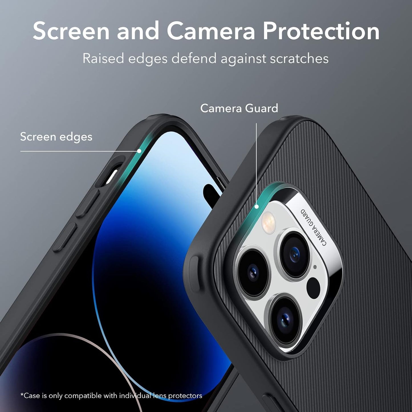 ESR iPhone 14 Pro Case, Black, 3 Stand Modes, Military-Grade Drop Protection, Slim Back Cover with Stand