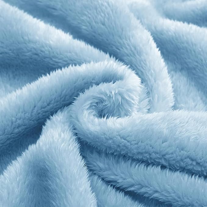 Exclusivo Mezcla Plush Fuzzy Fleece Throw Blanket, Super Soft, Fluffy and Warm Blankets for Couch, Bed, All Season Use (40x50 Inches, Light Blue)