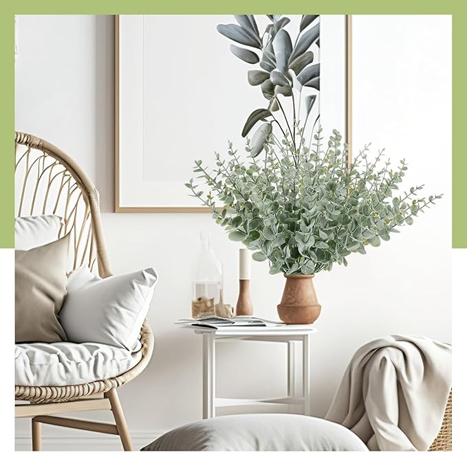 100 Pcs Eucalyptus Stems Faux Greenery Artificial Eucalyptus Leaves Eucalyptus Decor Greenery Stems Faux Greenery Branches for Wedding Centerpiece Flowers Bouquet Farmhouse Home Decor (Light Green)