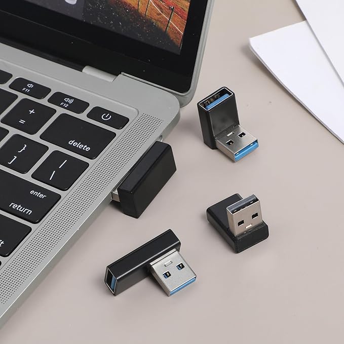 4 Pack 90 Degree USB 3.0 Adapter, USB Extender Connector Adapter Up and Down Angle, Left and Right Angle USBs A Male to Female Converter Extender for PC, Laptop, Mouse, Keyboard