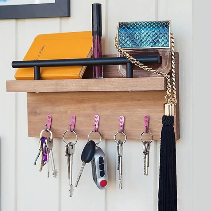 15-Pack Coat Hooks with 30 Screws | Heavy Duty Wall Mounted for Robe, Backpack & Keys | Entryway, Bathroom, Bedroom Hanging Hardware (Pastel Pink)