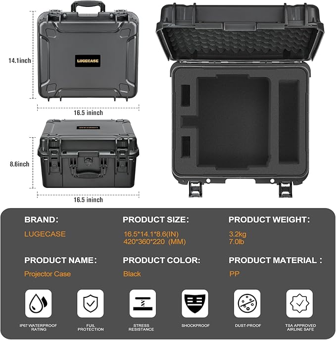 Hard Case for Anker Nebula Laser 4K - Waterproof Portable Projector Hard Shell Case: All-in-One Travel Carrying Box for Anker Nebula Cosmos Laser 4K & 4K SE | Charging Cable: for Home Theater & Travel