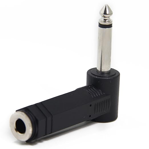 Ancable 2-Pack 1/4 Inch Right Angle TS Male to 1/4 Inch TS Female Adapter, 6.35mm 1/4" Mono Connector for Bottom Plug Guitar/V-Shape Guitar/Front Facing Jack Guitar