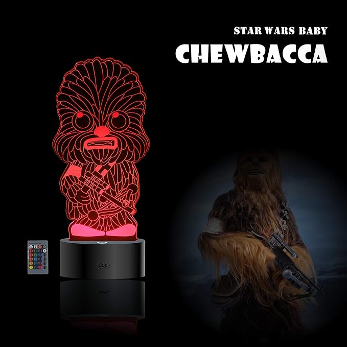 2 Bases 5 Patterns Star Wars Gifts 3D Illusion Lamp - Baby Yoda Night Light, 7 Color Change, Christmas Gifts for Star Wars Fans Boys Girls Men