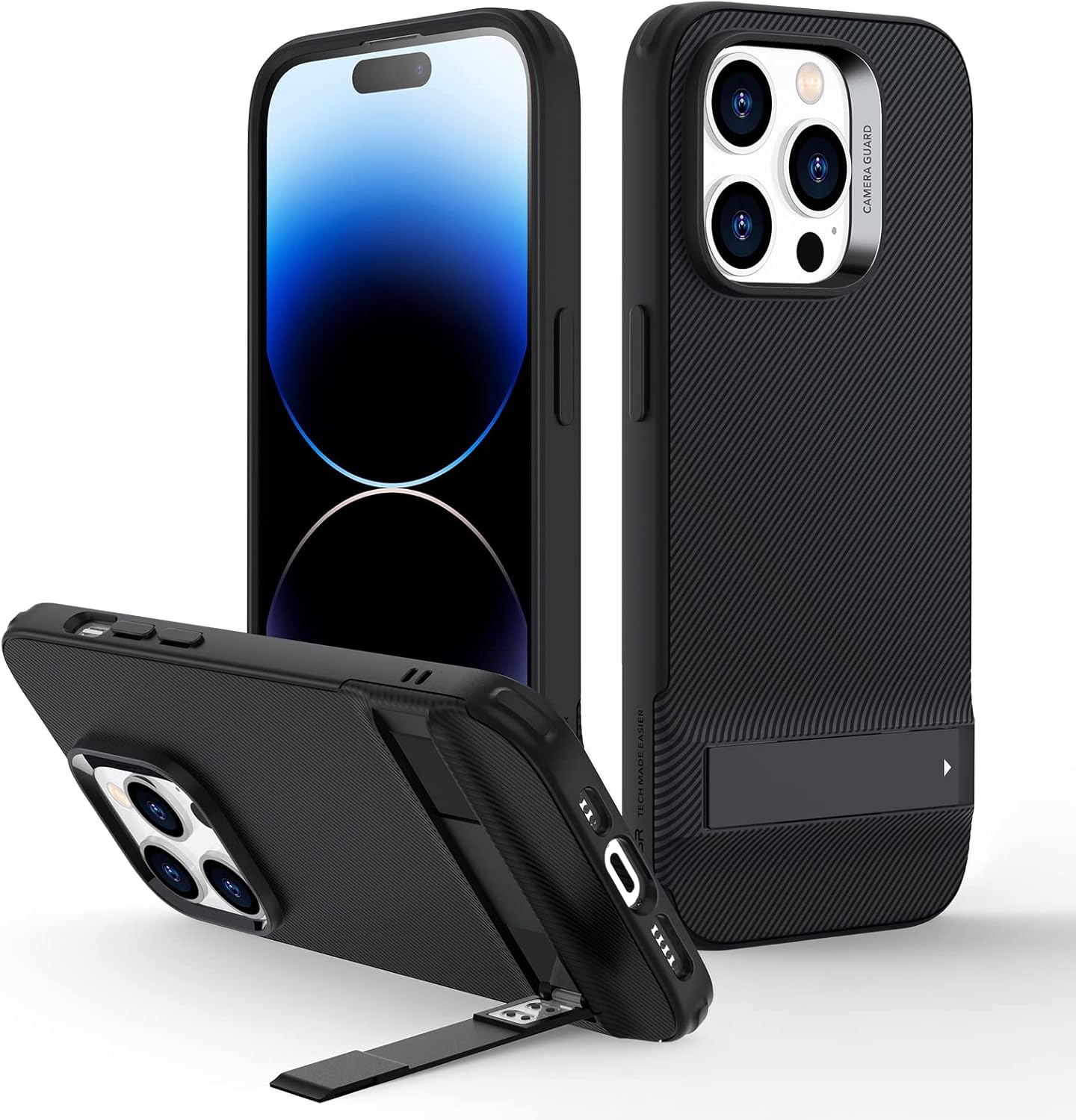 ESR iPhone 14 Pro Case, Black, 3 Stand Modes, Military-Grade Drop Protection, Slim Back Cover with Stand