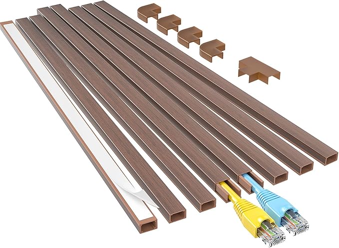 Yecaye Cord Hider, 113in Cord Covers for Wires on Wall, One-Cord Cord Organizer, Easy Install Cable Management Kit, Cable Cover Home Office, W0.59in H0.4in, Cherry