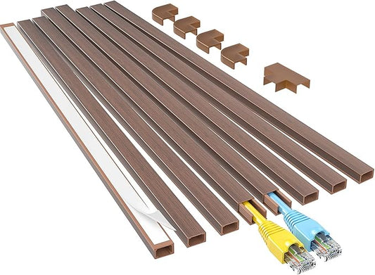 Yecaye Cord Hider, 113in Cord Covers for Wires on Wall, One-Cord Cord Organizer, Easy Install Cable Management Kit, Cable Cover Home Office, W0.59in H0.4in, Cherry