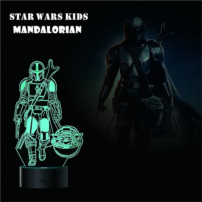 MOSSOM 3D Illusion Star Wars Night Light, 4 Pattern with Timing Function - LED Night Lamp, Christmas & Birthday Gift for Star Wars Fans