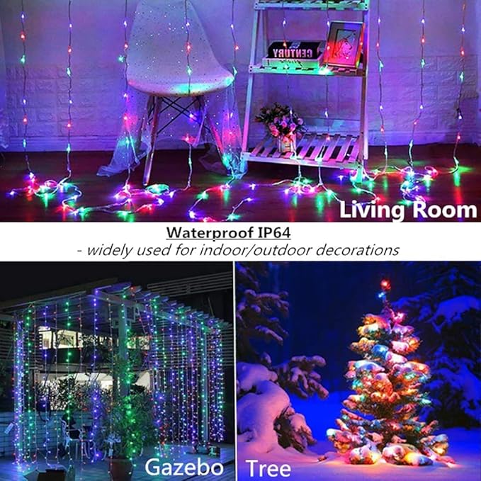 Curtain Lights, String Lights Bedroom, 300 LED 9.8x9.8Ft Twinkle String Light Decorations for Window Wedding Bedroom Wall Party Backdrop, Cute Home Indoor Outdoor Decor String Light Remote Control