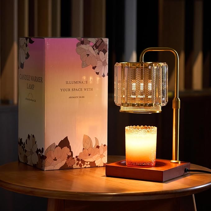 IN HAPPY Candle Warmer Lamp with Timer, Dimmable Candle Warmer for Jar Candles, Height Adjustable Wax Melts Warmer, Birthday Gifts for Women Mom, House Warming Gifts New Home Decor