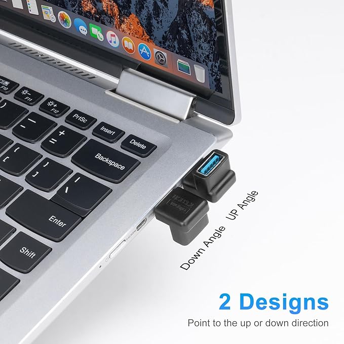 USB 3.1 Adapter 90 Degree (2 Pack), Up and Down Angle 90 Degree USB3.1 Type A Male to USB-A Female Adapter USB Coupler Adapters, Fast Charging Converter OTG (USB 3.1 Up Down)