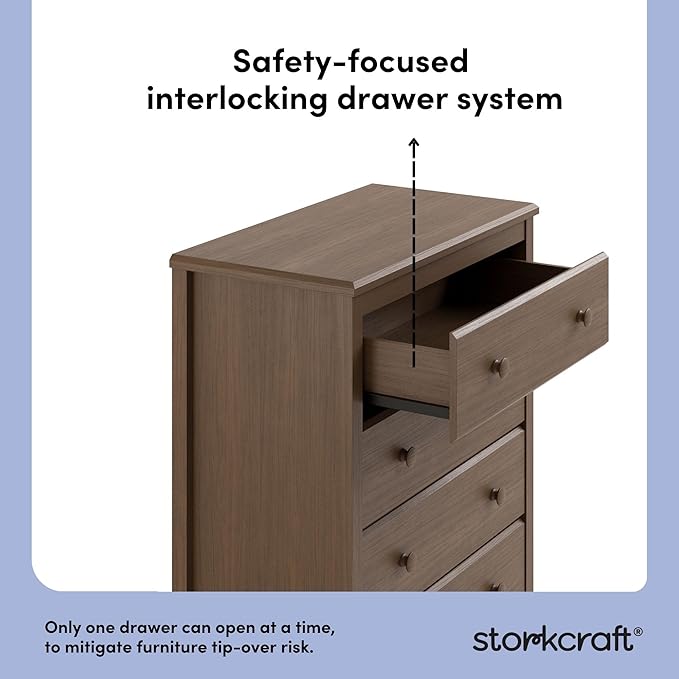 Storkcraft Alpine 4 Drawer Dresser (Hazelnut) – GREENGUARD Gold Certified, Kids Storage Organizer, Modern 4 Drawer Chest for Bedroom, Must-Have Nursery Storage