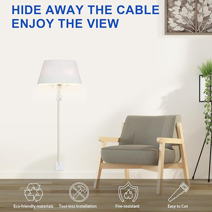 ZhiYo Cord Hider Wall for One Cord, 68in Cord Covers for Wires on Wall, Easy Install Cable Cover Wall, Cable Raceway Hide Cords, Cable Hider Cord Management Wall, 4X L17in W0.6in H0.4in Beige