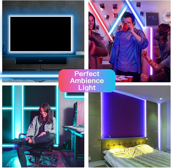 TJOY LED Strip Lights with 44 Key Remote Control 50ft, Multi-Color RGB LED Lights, Color Changing LED Light Strip for Bedroom, LED Strip Lighting for Room Decor Aesthetic, TV, DIY