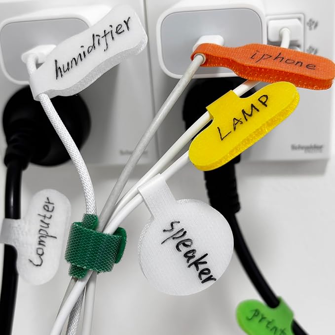 Cable Management Kit, 28 Pcs Multi-color Cable Labels and 24 Pcs Reusable Fastening Cable Ties, Cord Labels/Wire Ties For Home, Office, Desk, Cable Organizer, Cord Management