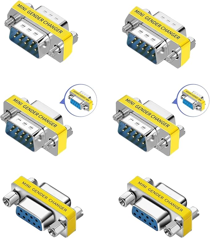 db9 Connector Null Modem Adapter，9-Pin Serial vga Adapter RS232 db9 Gender Changer,for Computer and Industrial Device Data Transfer (2(F-F)+2(M-F)+ 2(M-M))