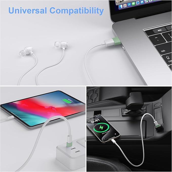 USB to USB C Adapter 3 Pack, Type C Female to A Male Charger Converter for iPhone 15/16/17 Pro Max,iWatch Ultra SE 9 10,Galaxy S25/S24, MacBook, iPad, AirPods,Pixel,PS4,(Green)