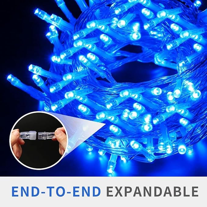 170Ft 500LED Blue Christmas Lights Plug in,Waterproof Christmas Tree Lights,8 Modes String Lights Indoor Outdoor for Halloween Tree Party Bedroom Garden Decor