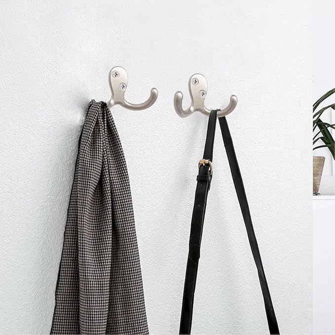 20 Pcs Coat Hooks Hardware Wall Hooks Heavy Duty Hooks for Hanging Coats Double No Rust Hook Wall Mounted for Key, Towel, Bags, Cup, Hat