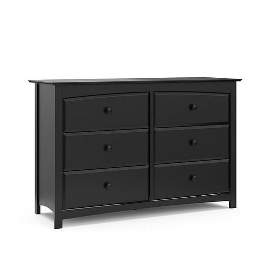 Storkcraft Kenton 6 Drawer Double Dresser (Black) – Dresser for Kids Bedroom, Nursery Dresser Organizer, Chest of Drawers for Bedroom with 6 Drawers, Universal Design for Children’s Bedroom