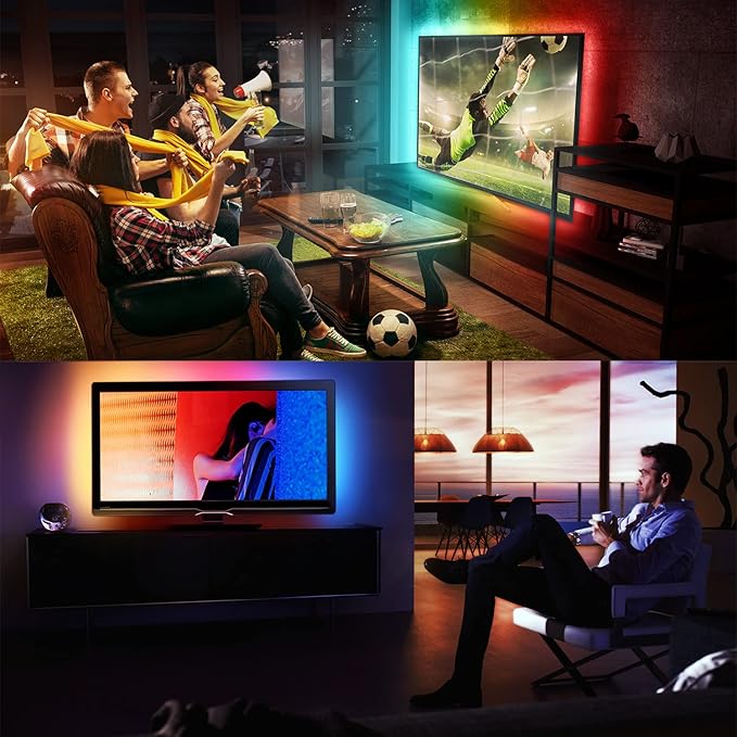 DAYBETTER Led Lights for TV, 10ft TV Led Backlight, Led TV Lights for 32-60inch TV, USB Led Strip Lights for TV Lights That Change with TV, APP Control, TV Led Lights for Bedroom(No Remote)