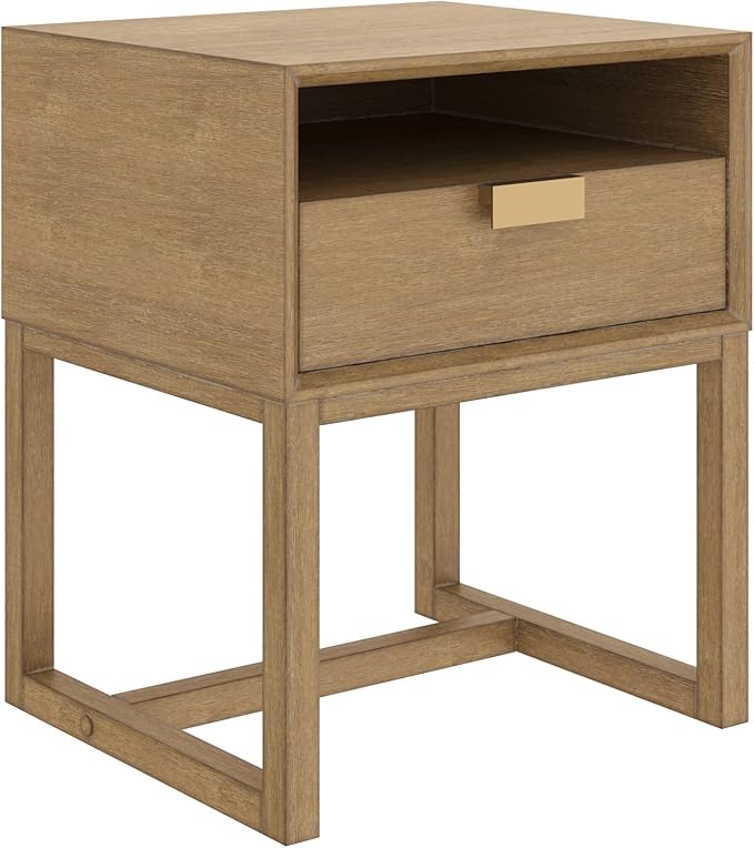 Nathan James Luke Modern Nightstand Side Accent or End Table with Storage Drawer, 1, Light Brown