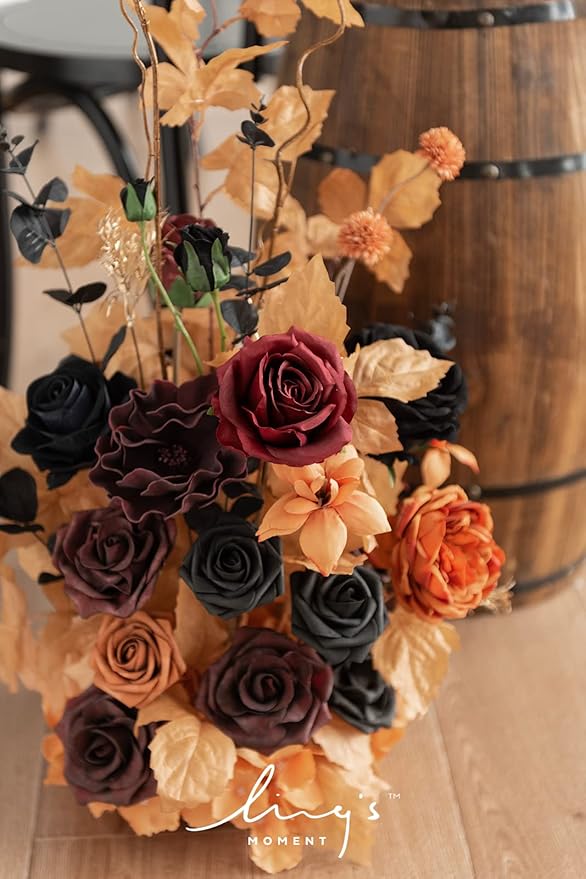 Ling's moment 41" Tall Fall Free Standing Artificial Flowers Arrangements 2 pcs Wedding Arch Altar Stage Decorations Classic Halloween Wedding for Ceremony Reception Church Backdrop Outdoor Party
