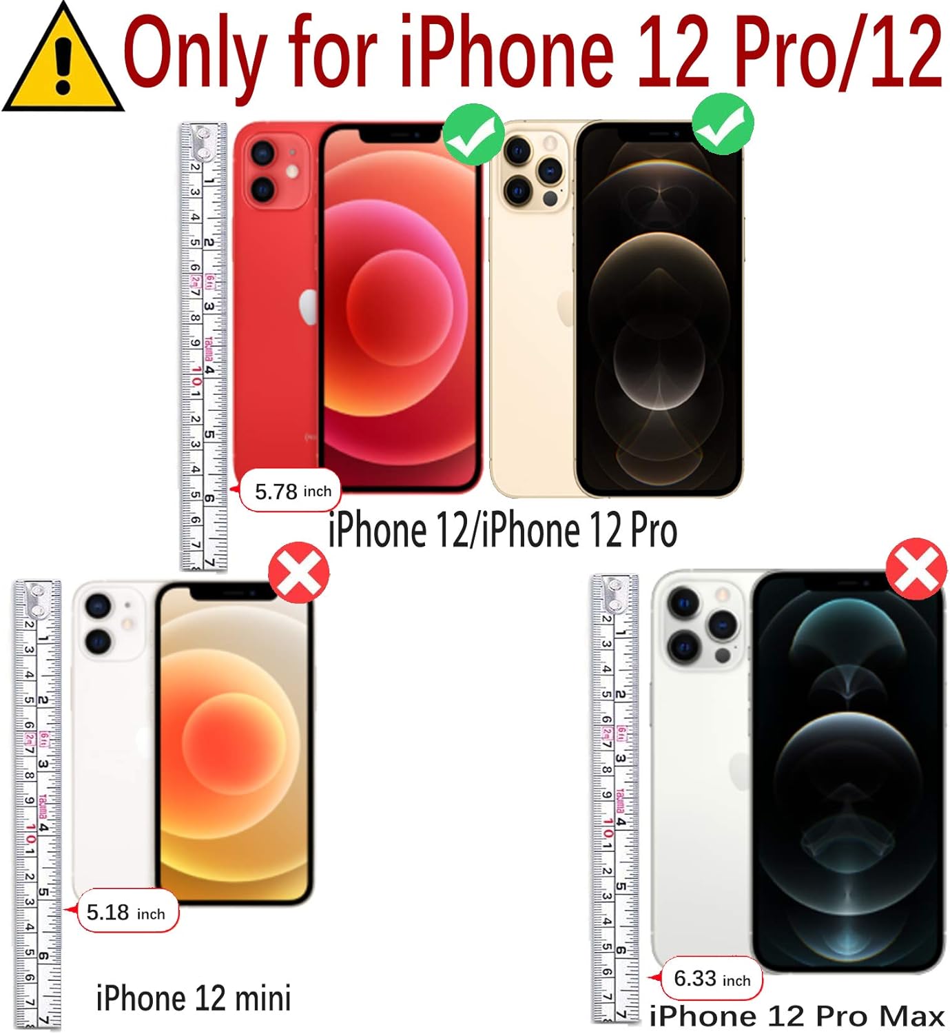 MONASAY Wallet Case for iPhone 12 Pro/iPhone 12 5G, Flip Folio Leather Cover with Credit Card Holder