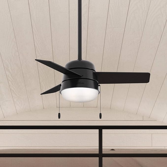 Hunter Fan Company 59302 Hunter 36" Aker Ceiling Fan with Light, Matte Black Finish, Hunter Fan